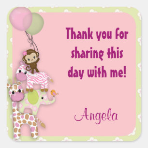 Adesivo Quadrado Rapariga Selgle Safari Galinha rosa