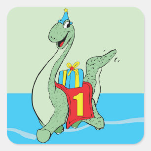Adesivo Quadrado Rapaz, Dinossauro primeiro aniversario