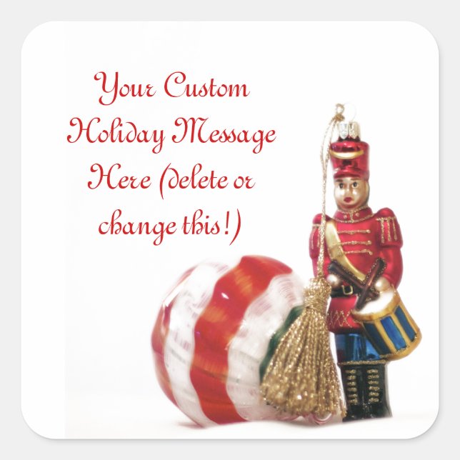 Adesivo Quadrado Rapaz Drummer e Bola de Natal (Frente)