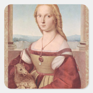 Adesivo Quadrado Raphael Lady e Unicorn Classic