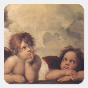 Adesivo Quadrado Raphael,Sistine Cherub