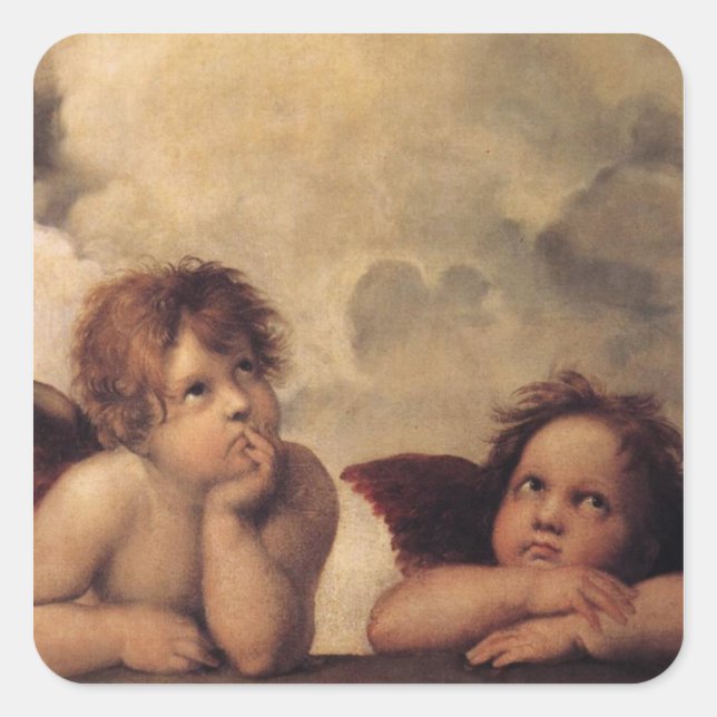 Adesivo Quadrado Raphael,Sistine Cherub (Frente)