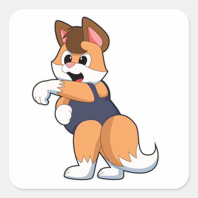 Adesivo Quadrado Raposa a Nadar com maiô (Frente)