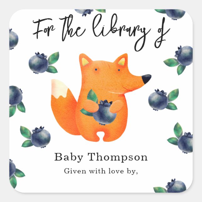 Adesivo Quadrado Raposa aquosa - para a biblioteca de (Frente)