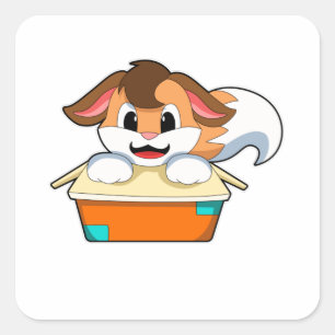 Adesivo Quadrado Raposa com caixa