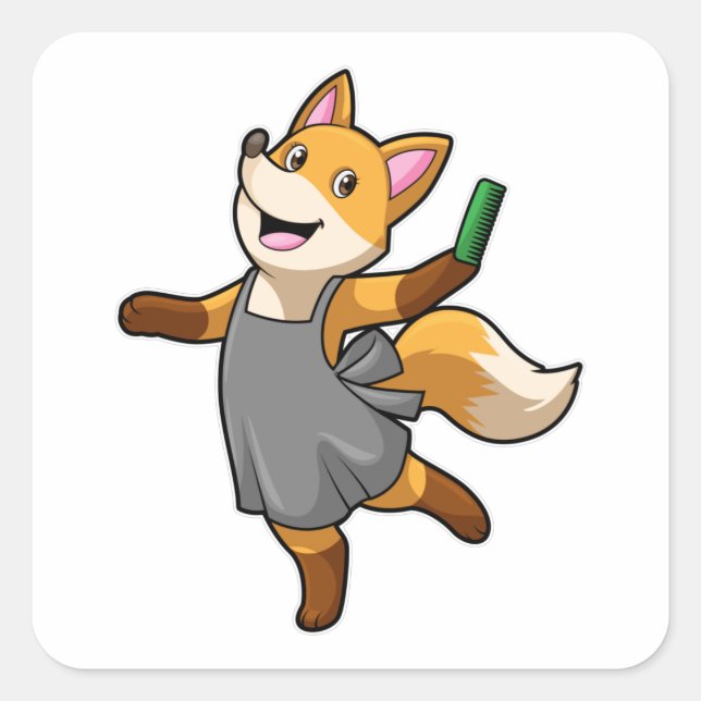 Adesivo Quadrado Raposa como cabeceira com tesoura (Frente)