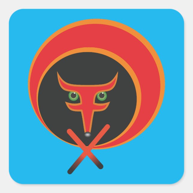 Adesivo Quadrado Raposa da vida - Vermelho. (Frente)