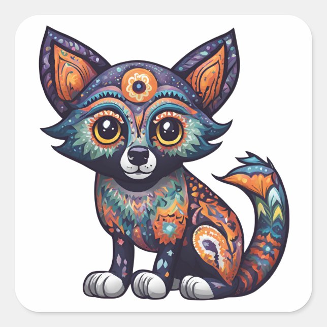 Adesivo Quadrado Raposa-das-bruxas (Frente)