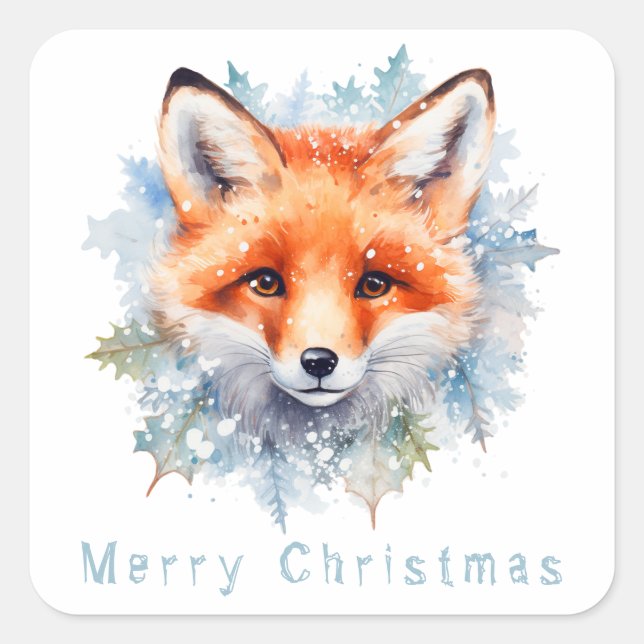 Adesivo Quadrado Raposa e Natal (Frente)