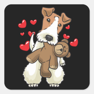 Adesivo Quadrado Raposa Terrier Cão Cachado com Cabelo com Animal 