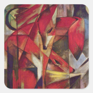 Adesivo Quadrado Raposas por Franz Marc, arte abstrata do Cubism do