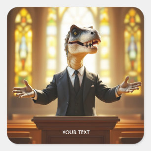 Adesivo Quadrado Raptor de Velociraptor Feliz Fantasy