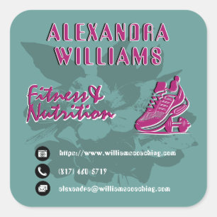 Adesivo Quadrado Raspberry Teal Floresceu Fitness & Nutrição 