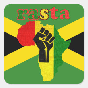 Adesivo Quadrado Rasta Black Power Fist Sobre África