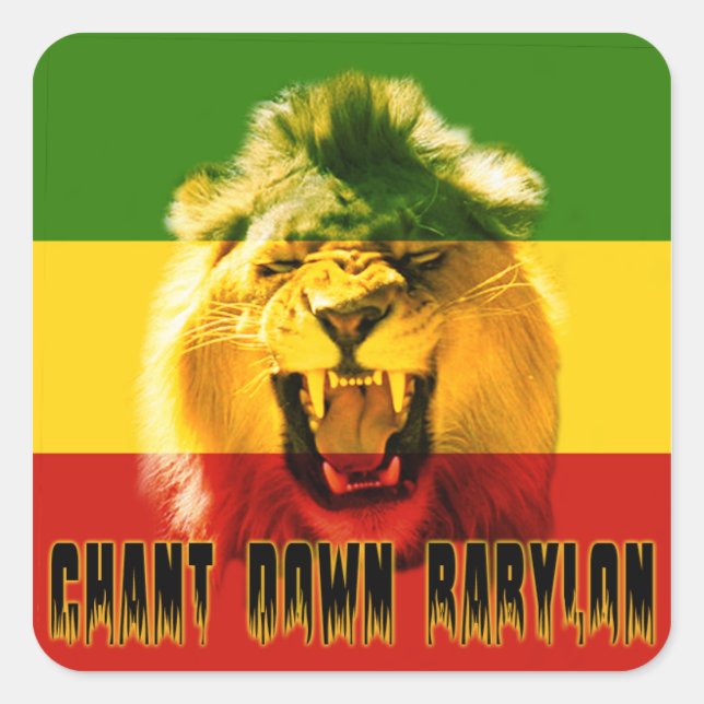 Adesivo Quadrado Rasta Chant Down Babylon Lion Sticker (Frente)