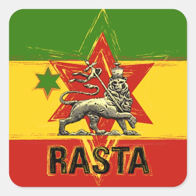 Adesivo Quadrado Rasta Irie Leão de Judah Sticker (Frente)