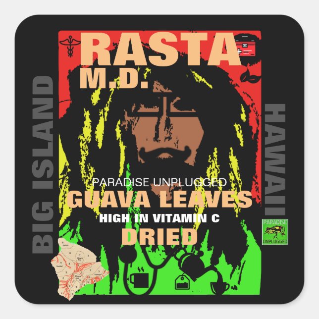 ADESIVO QUADRADO RASTA M.D., DRIED GUAVA LEAVES (Frente)