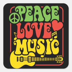 Adesivo Quadrado Rasta Peace Love Music