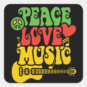 Adesivo Quadrado Rasta Peace-Love-Music