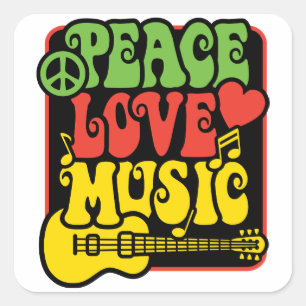 Adesivo Quadrado Rasta Peace-Love-Music