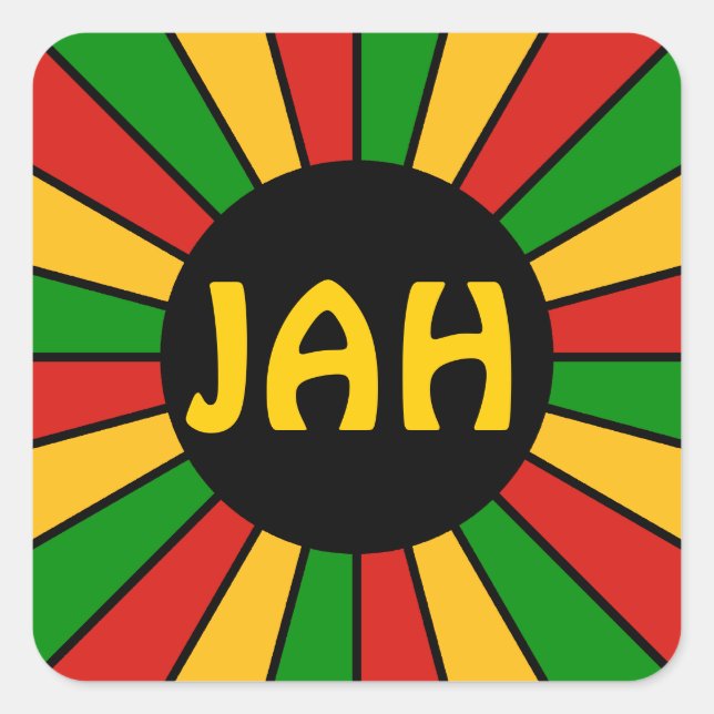 Adesivo Quadrado RASTAFARI FLAG BOTON RAYS + seu sinal ou monograma (Frente)