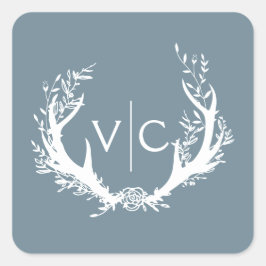 Adesivo Quadrado Rastreadores Russos com Fraço Floral | Casamento