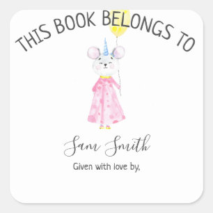 Adesivo Quadrado Rato de aquarela - estante