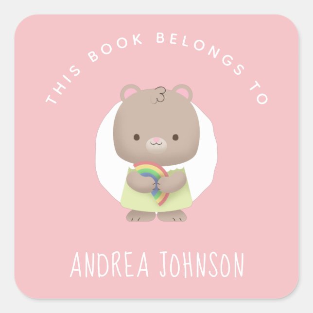 Adesivo Quadrado Rato e Cinza Rosa Arco-Íris (Frente)