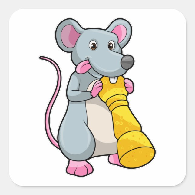 Adesivo Quadrado Rato no xadrez com peão de xadrez (Frente)