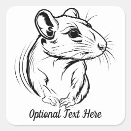 Adesivo Quadrado Rato Pet Preto e Branco Personalizado
