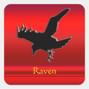 Adesivo Quadrado Raven preto com aspecto emblemático no efeito crom