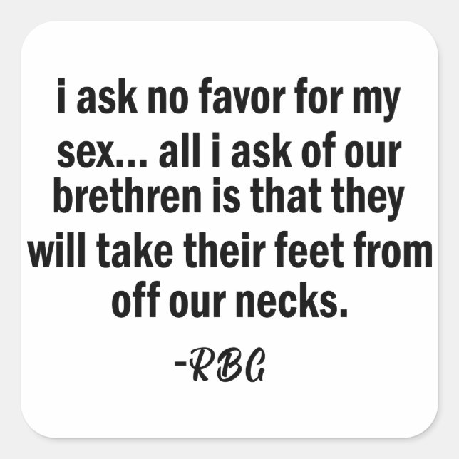 Adesivo Quadrado RBG, Ruth Badger Ginsburg, Mulher Forte (Frente)