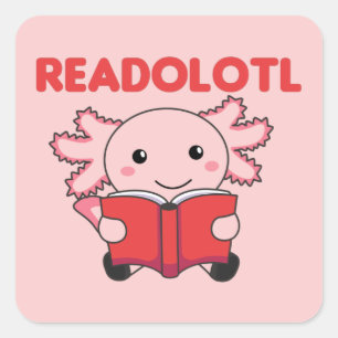 Adesivo Quadrado Readolotel Um Axolotl Que Lê Muitos Livros Praça