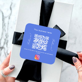Adesivo Quadrado Real blue business name qr code instagram