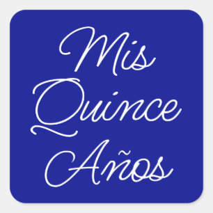 Adesivo Quadrado Real Blue White Script Mis Quince Anos