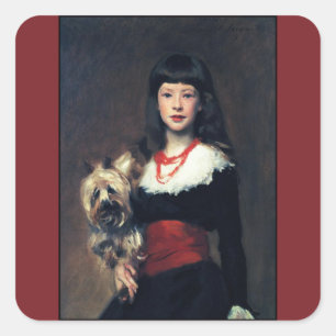 Adesivo Quadrado Realismo 1882 do ~ de Beatrice Townsend w/Dog
