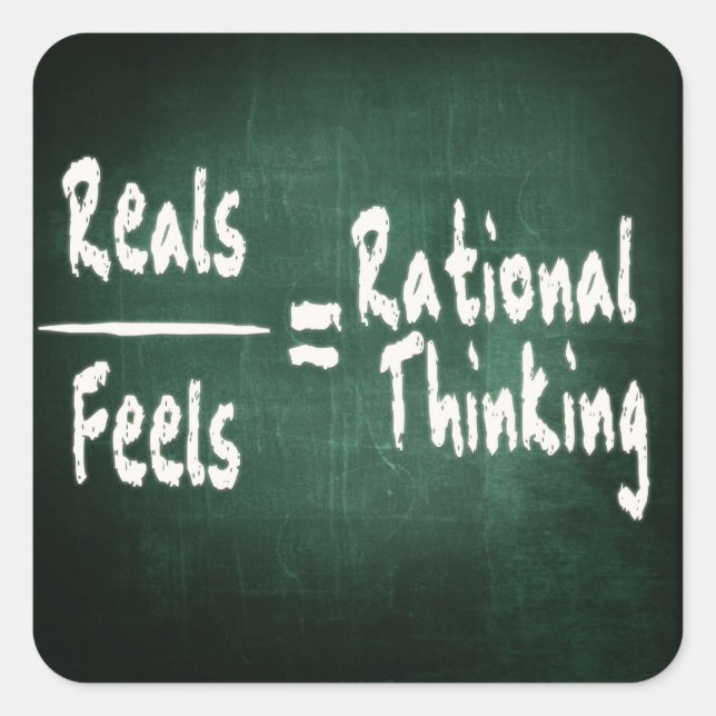 Adesivo Quadrado Reals/Feels = Pensamento Racional (Frente)