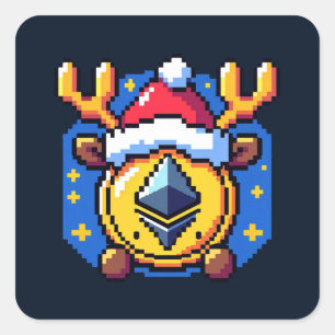 Adesivo Quadrado Rebelde Cripto Festivo - Feriado de Arte de Pixel 