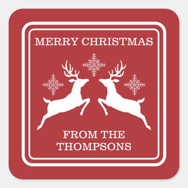 Adesivo Quadrado Rebeldes Vermelhas E Brancas E Flocos De Neve Nata (Frente)