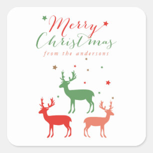 Adesivo Quadrado Rebeldes Vermelho e Verde Feliz Natal