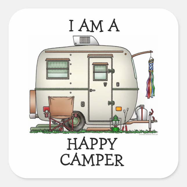 Adesivo Quadrado Reboque de vidro do viagem do campista do ovo do (Frente)