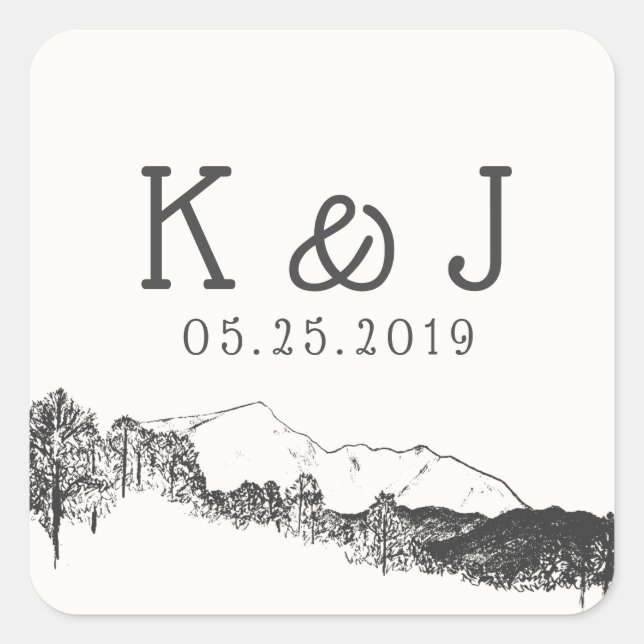 Adesivo Quadrado Recanto na Montanha ⎥Adesivo de Monograma (Frente)
