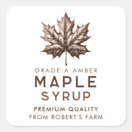 Adesivo Quadrado Receita caseira de xarope de ácer