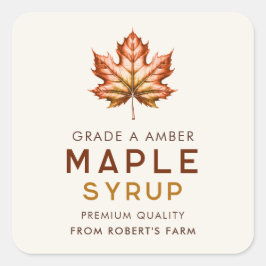 Adesivo Quadrado Receita caseira de xarope de bordo