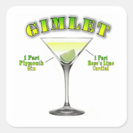 Adesivo Quadrado Receita de Coquetel Gimlet Martini Arte