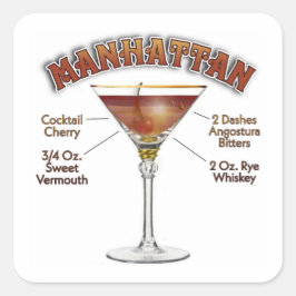 Adesivo Quadrado Receita de Coquetel Manhattan Arte