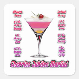 Adesivo Quadrado Receita de Coquetel Martini Cherries Jubilee Arte