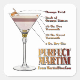 Adesivo Quadrado Receita de Coquetel Martini Perfeito Arte