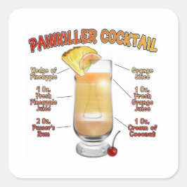 Adesivo Quadrado Receita de Coquetel PAINKILLER Arte