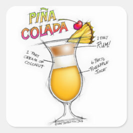 ADESIVO QUADRADO RECEITA DE COQUETEL PINA COLADA ART